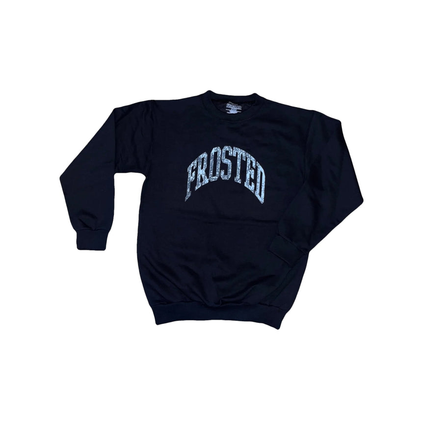 Frosted Vintage Uni Logo Crewneck - Black - Spin Limit Boardshop