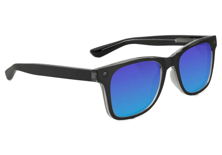 Glassy Harper Premium Polarized - Matte Black Blue Mirror Polarized - Spin Limit Boardshop