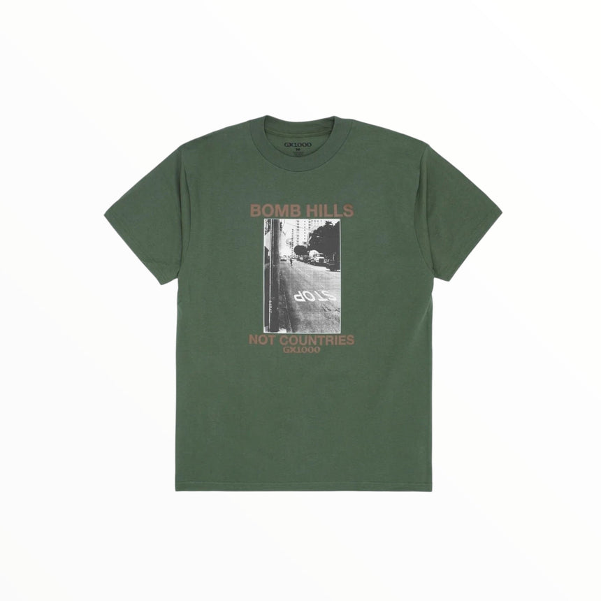 GX1000 Bomb Hills Not Countries Tee - Desert Green - Spin Limit Boardshop