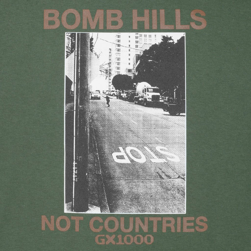 GX1000 Bomb Hills Not Countries Tee - Desert Green - Spin Limit Boardshop