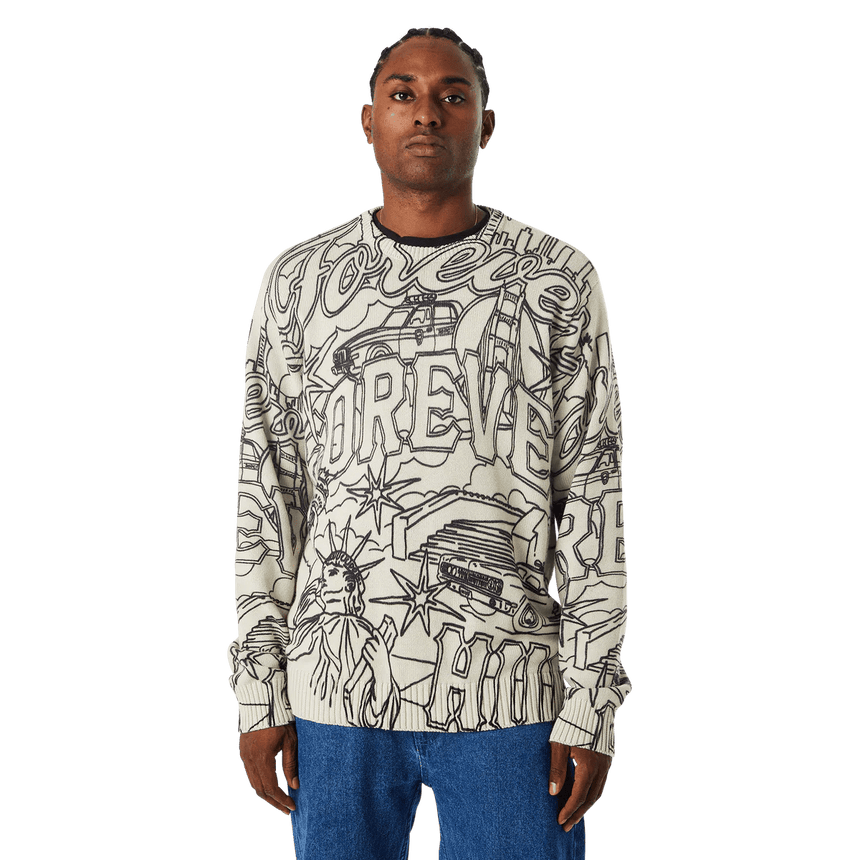 Huf Forever Sweater Crew - Putty - Spin Limit Boardshop