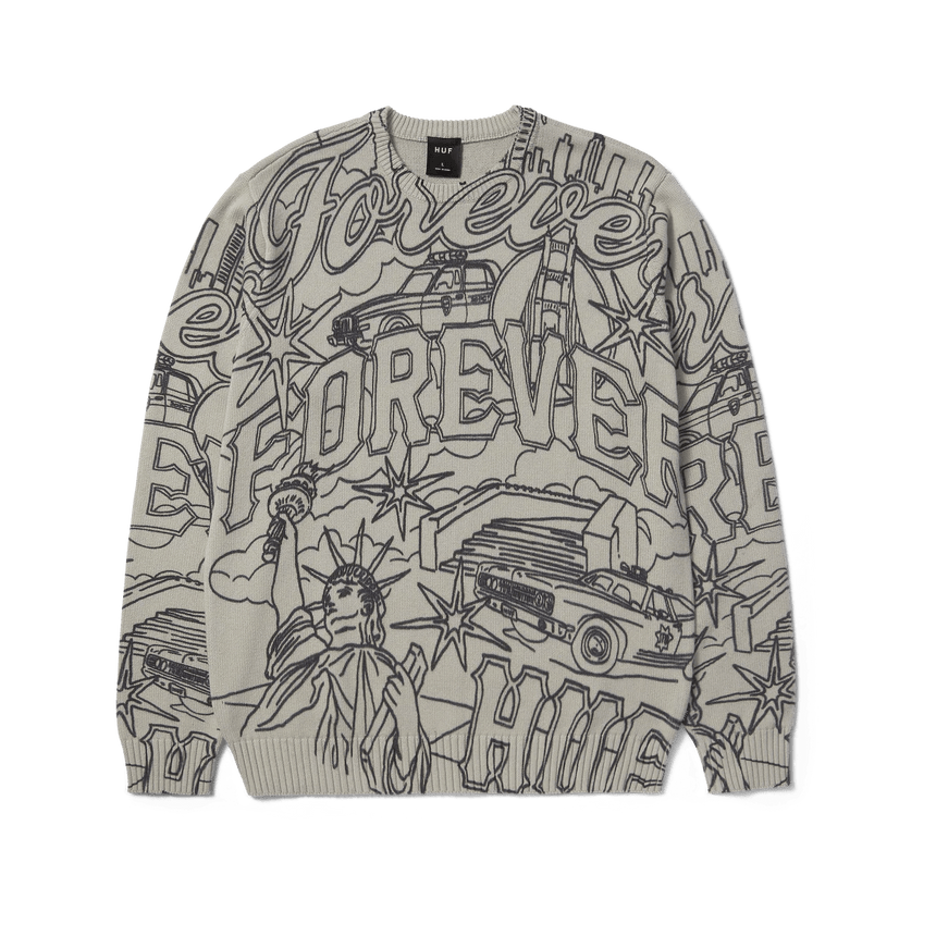 Huf Forever Sweater Crew - Putty - Spin Limit Boardshop