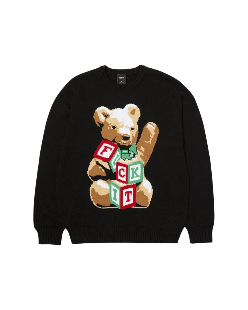 Huf Gift Bear Intarsia Sweater - Black - Spin Limit Boardshop