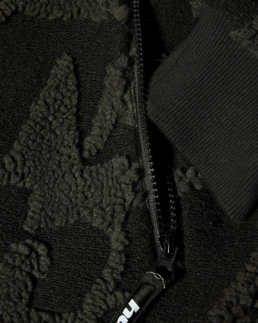 Huf H Star Repeat High Pile Jacket Hoodie - Black - Spin Limit Boardshop