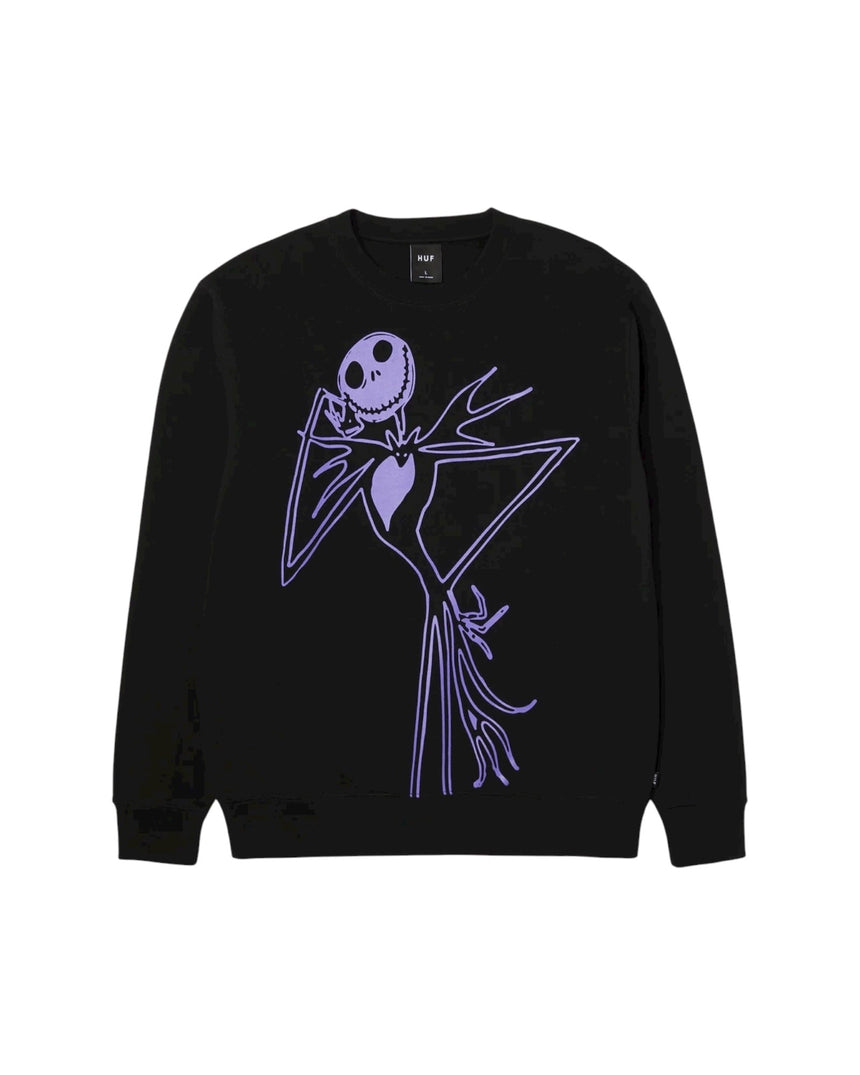 Huf Jack Skellington Crewneck - Black - Spin Limit Boardshop