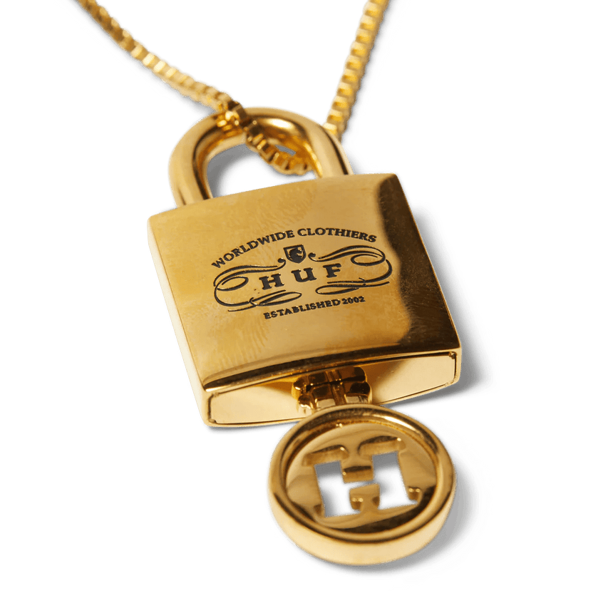 Huf Lock & Key Pendant - Gold - Spin Limit Boardshop