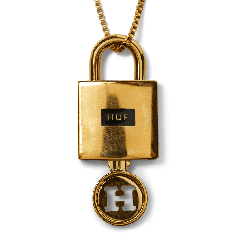 Huf Lock & Key Pendant - Gold - Spin Limit Boardshop