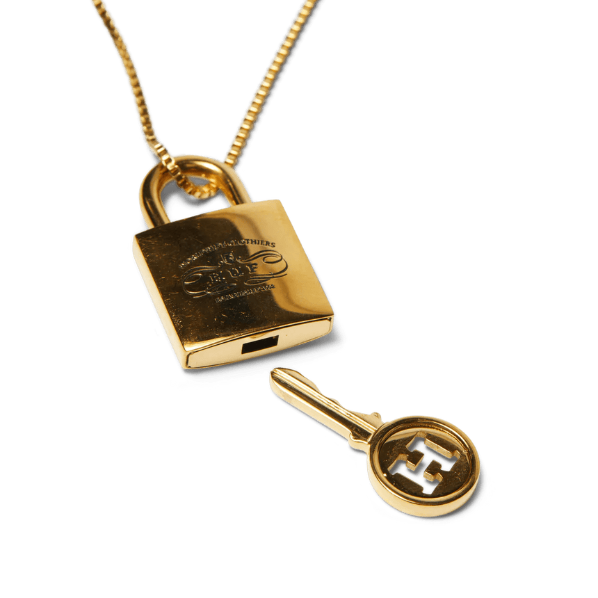 Huf Lock & Key Pendant - Gold - Spin Limit Boardshop