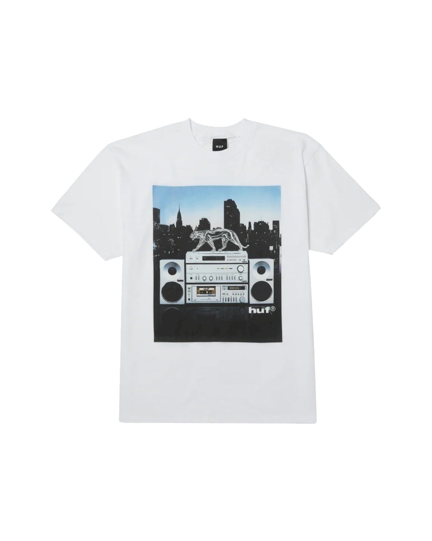 Huf Midnight Radio Tee - White - Spin Limit Boardshop