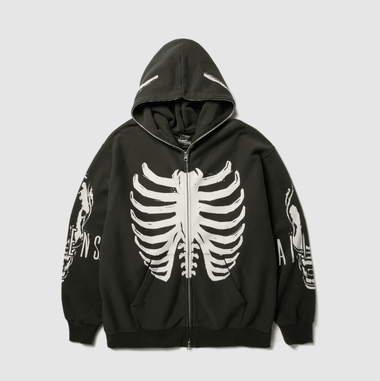 Huf x Alien Facehugger Zip Hoodie - Vintage Black - Spin Limit Boardshop