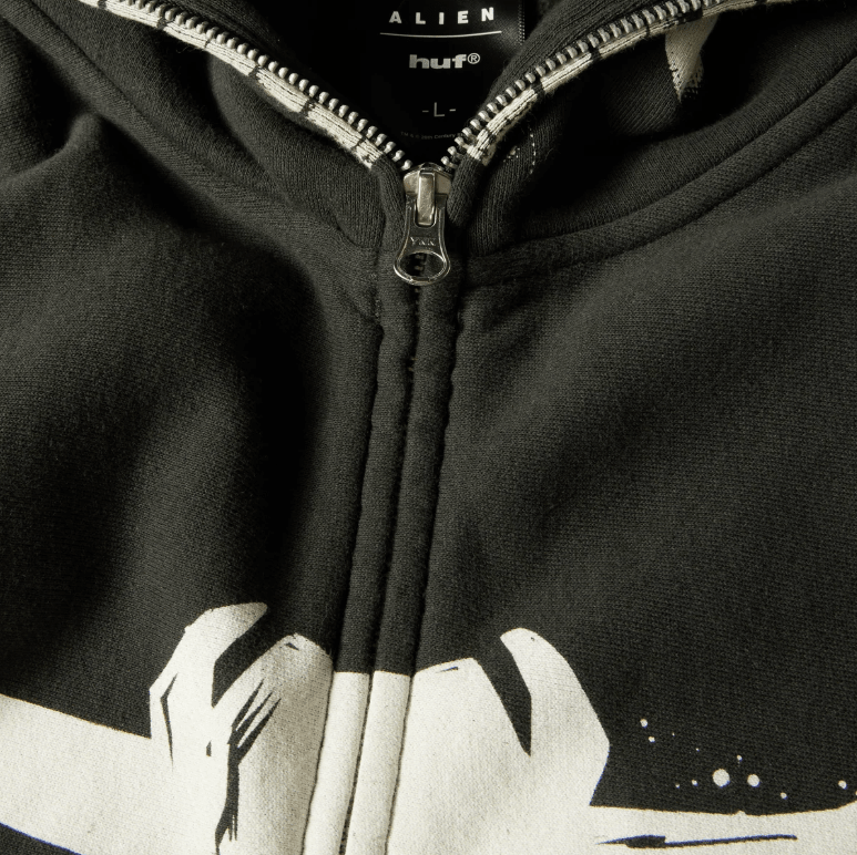 Huf x Alien Facehugger Zip Hoodie - Vintage Black - Spin Limit Boardshop