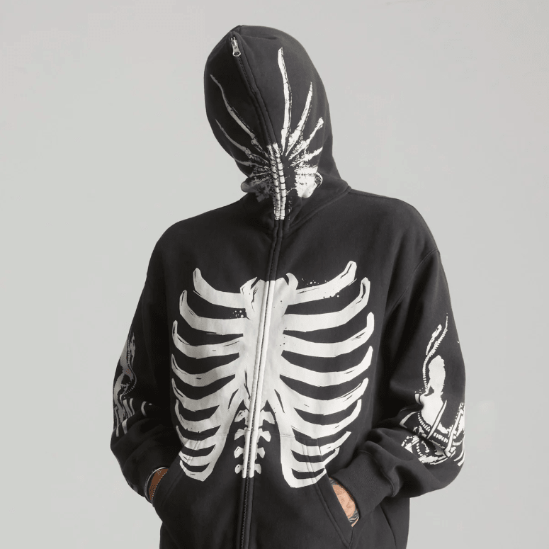 Huf x Alien Facehugger Zip Hoodie - Vintage Black - Spin Limit Boardshop