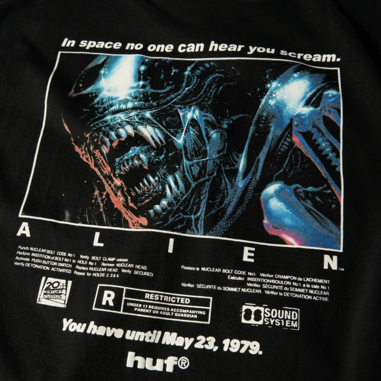 Huf x Alien Scream Tee - Black - Spin Limit Boardshop