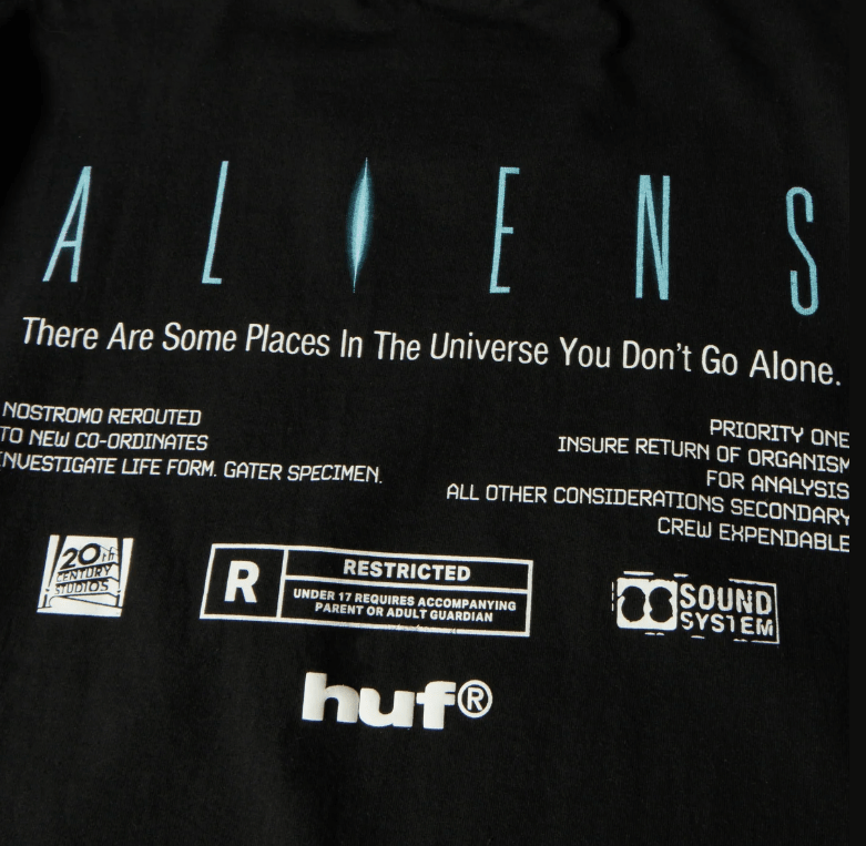 Huf x Alien Xenomorphe Tee - Black - Spin Limit Boardshop