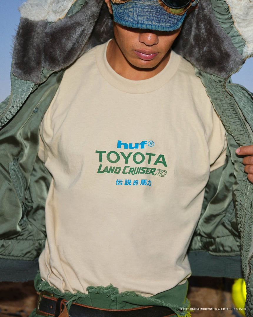 Huf x Toyota Land Cruiser 70 Tee - Sand - Spin Limit Boardshop
