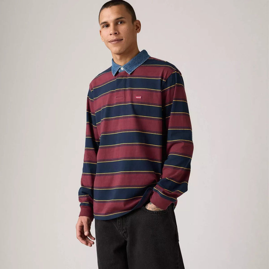 Levi's Classic Rugby Stripe Polo - Bourgundy - Spin Limit Boardshop
