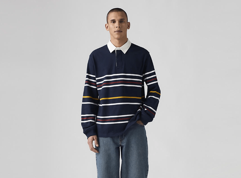 Levi's Union Rugby Theo Stripe - Navy - Spin Limit Boardshop