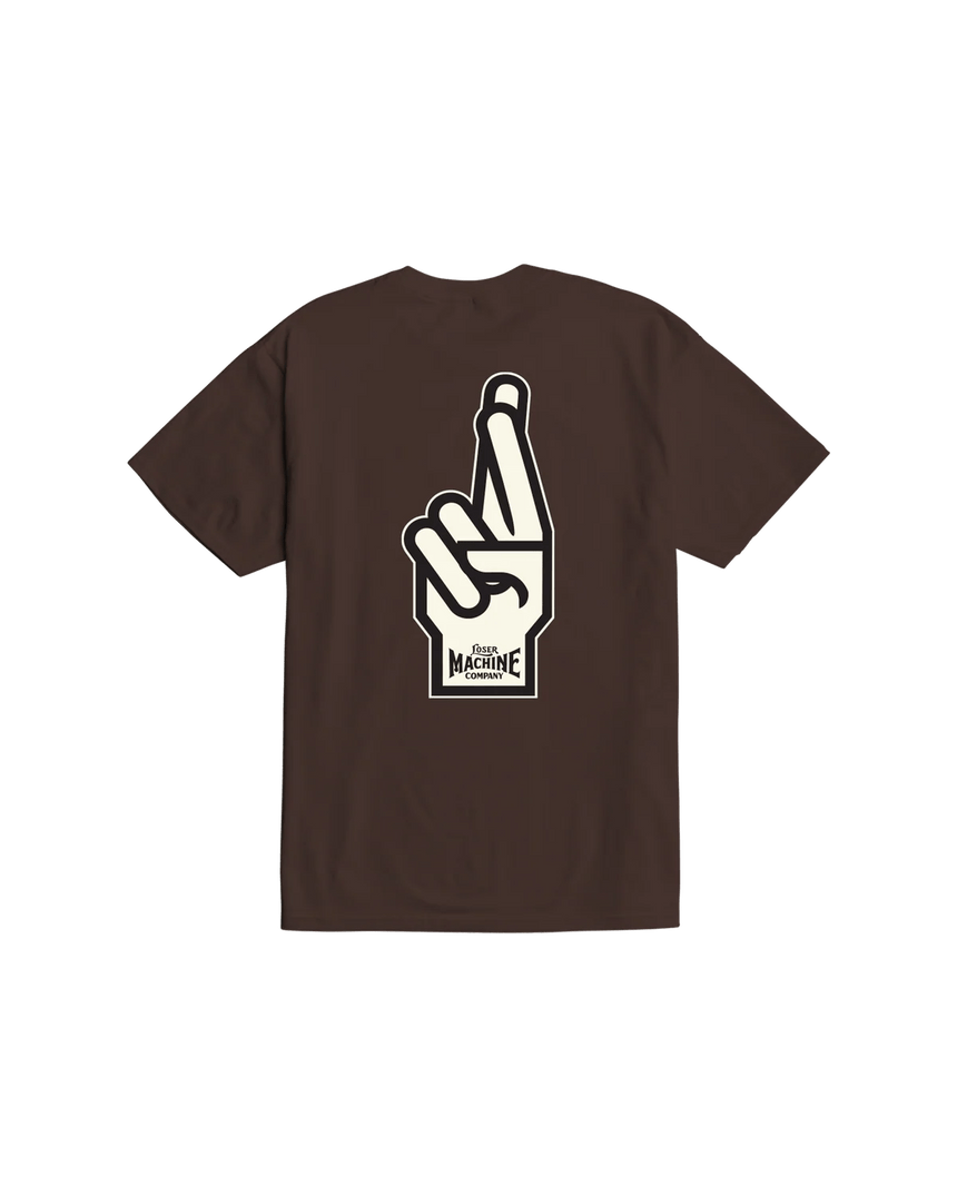Loser Machine Good Luck Fingers Tee - Java Brown - Spin Limit Boardshop
