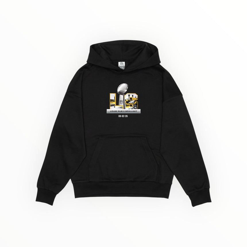 Louis'Pub X Spin Limit Football Championship Hoodie - Black (PRÉVENTE) - Spin Limit Boardshop