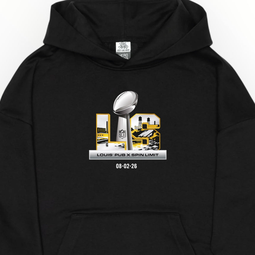 Louis'Pub X Spin Limit Football Championship Hoodie - Black (PRÉVENTE) - Spin Limit Boardshop