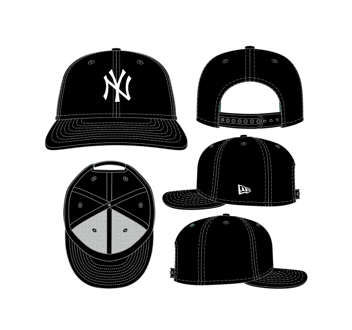 New Era MLB New York 970 Stretch Snap - Black White - Spin Limit Boardshop