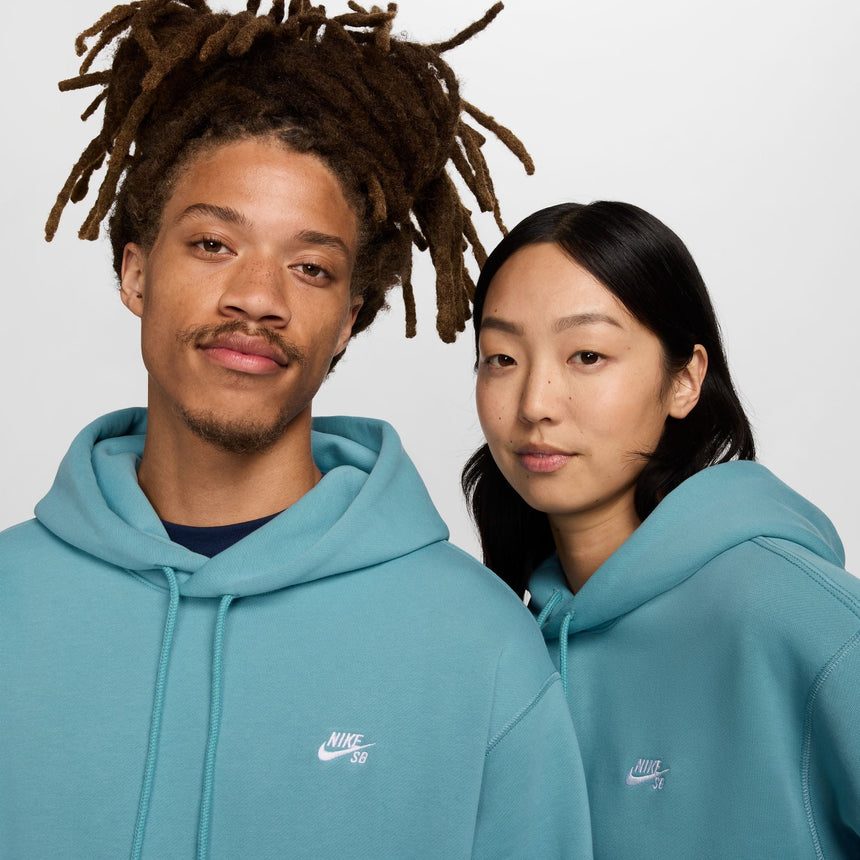 Nike Sb Essentials Logo Fleece Hoodie - Denim Turquoise White - Spin Limit Boardshop