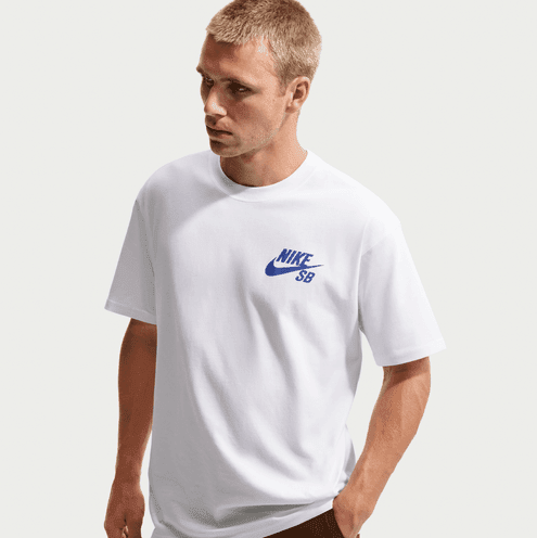 Nike SB Skate Logo Tee - White Dark Blue - Spin Limit Boardshop