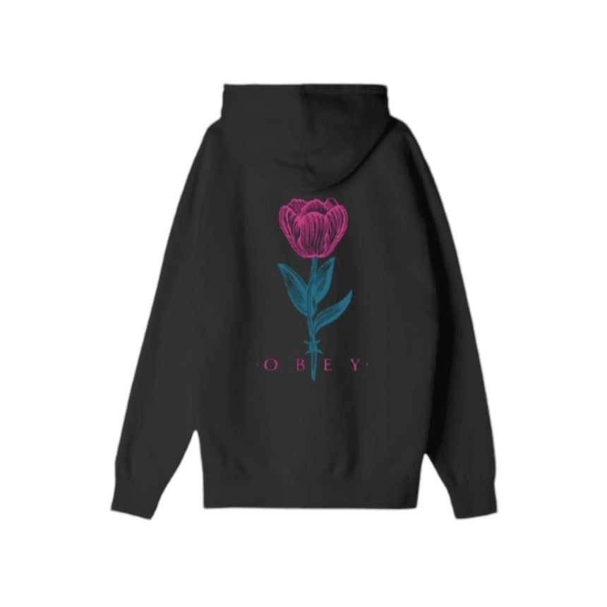 Obey Barbwire Flower Hoodie - Black - Spin Limit Boardshop