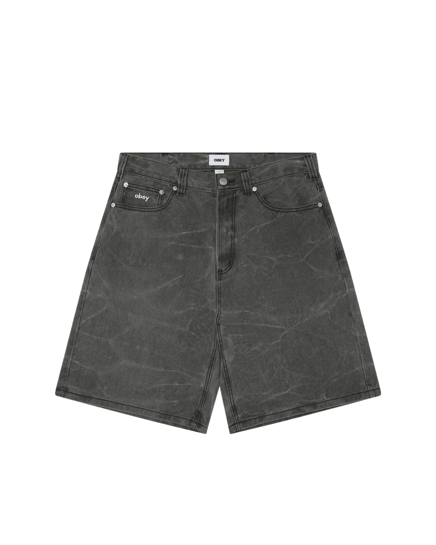 Obey Bigwig Baggy Denim Short - Wrinkle Black - Spin Limit Boardshop