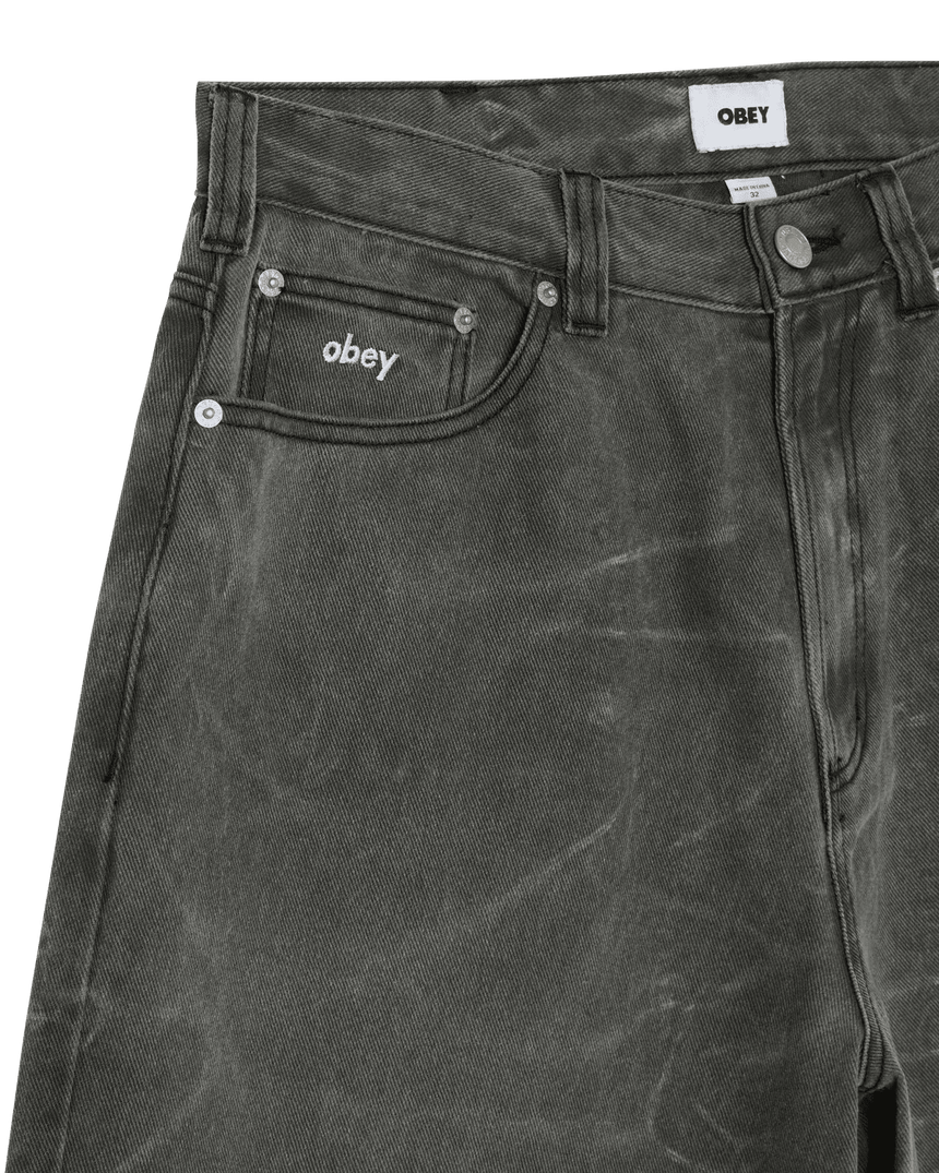 Obey Bigwig Baggy Denim Short - Wrinkle Black - Spin Limit Boardshop