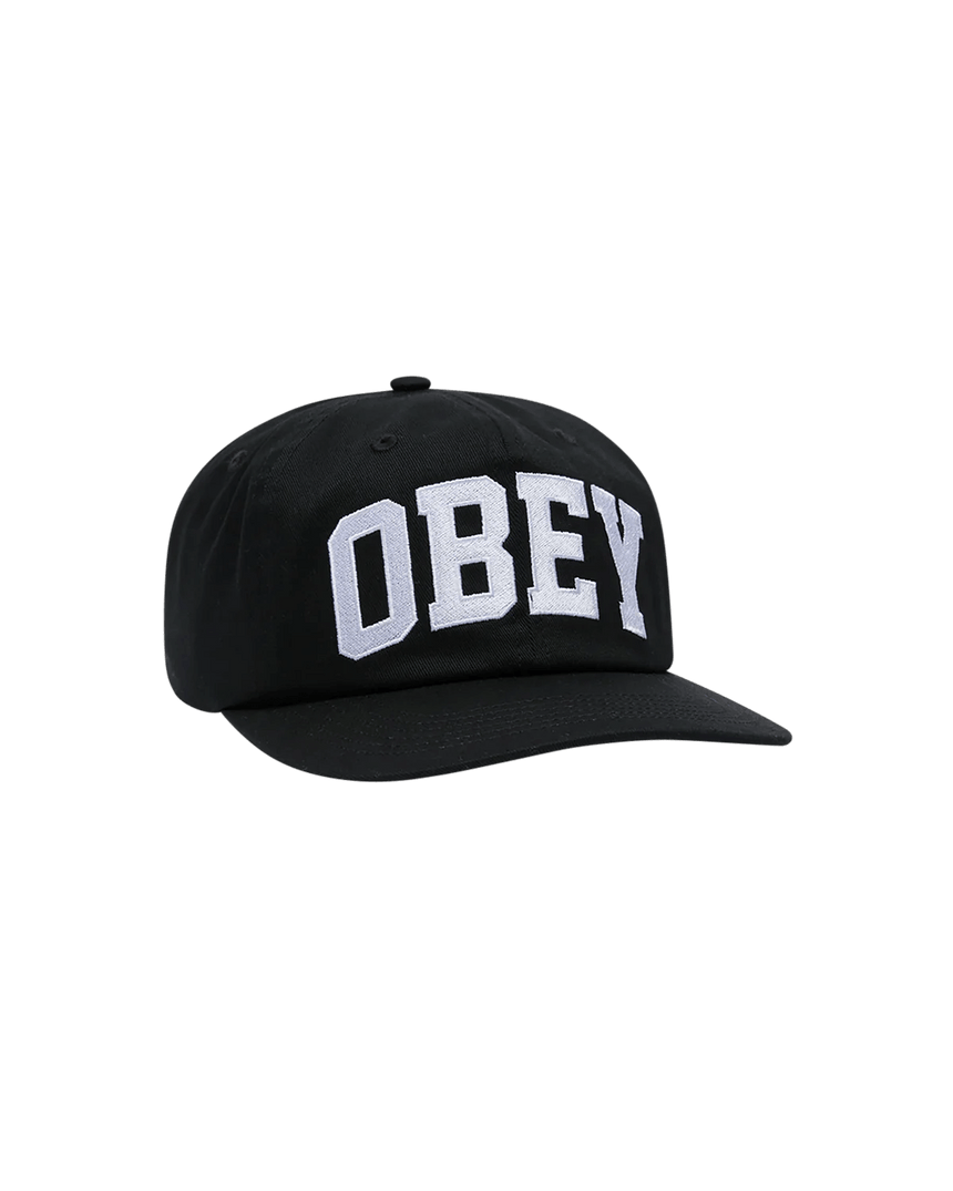 Obey Collegiate 6 Panel Strapback - Black - Spin Limit Boardshop