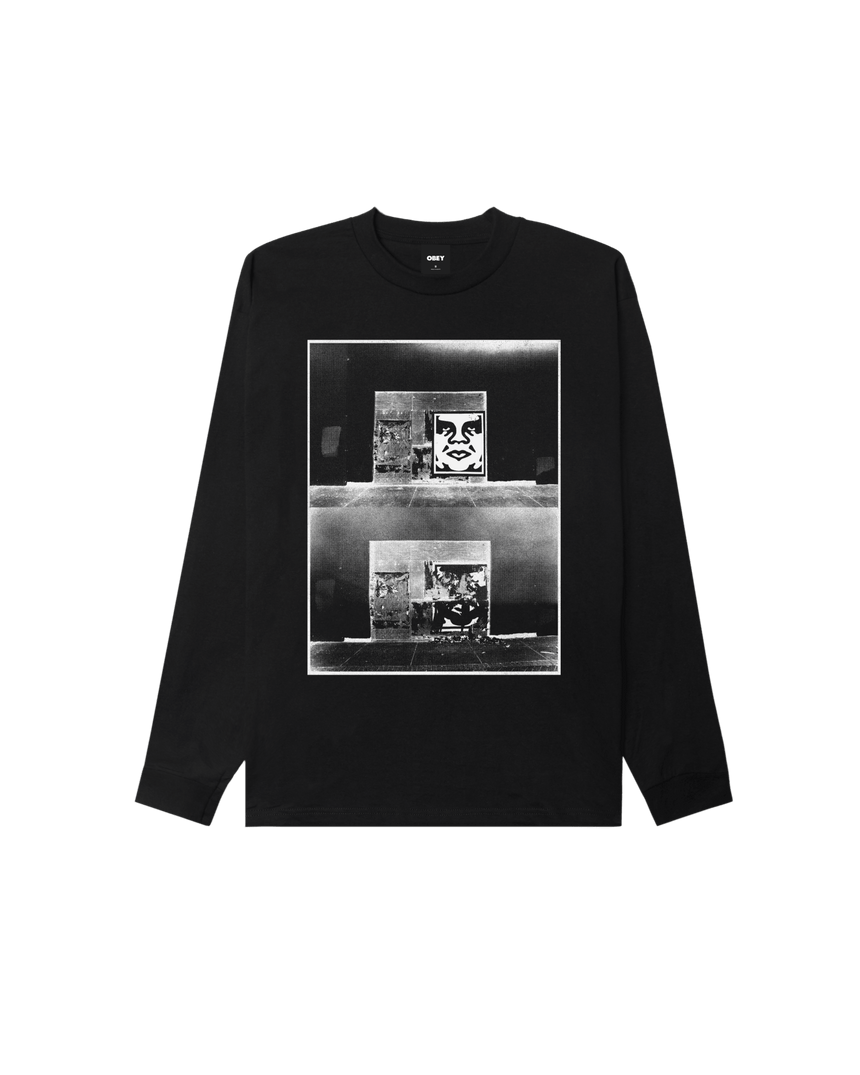 Obey Destroyed Icon Photo Longsleeve - Black - Spin Limit Boardshop