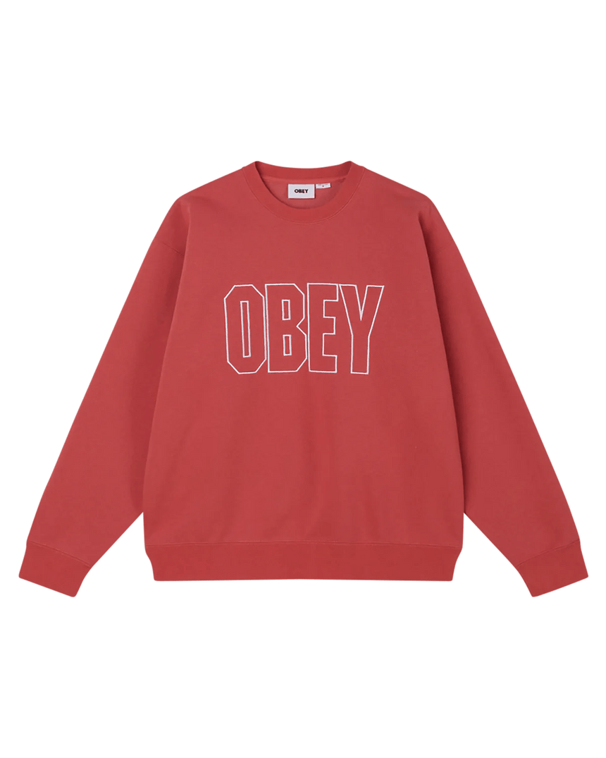 Obey Digable Fleece Crewneck - Mineral Red - Spin Limit Boardshop