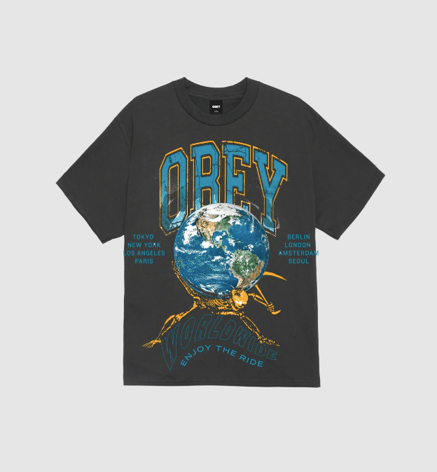 Obey Enjoy The Ride Tee - Vintage Black - Spin Limit Boardshop