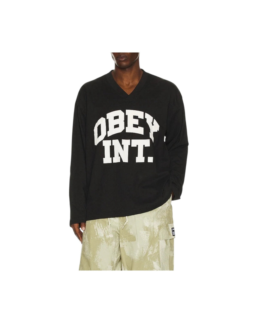 Obey Football Jersey Longsleeve - Black - Spin Limit Boardshop