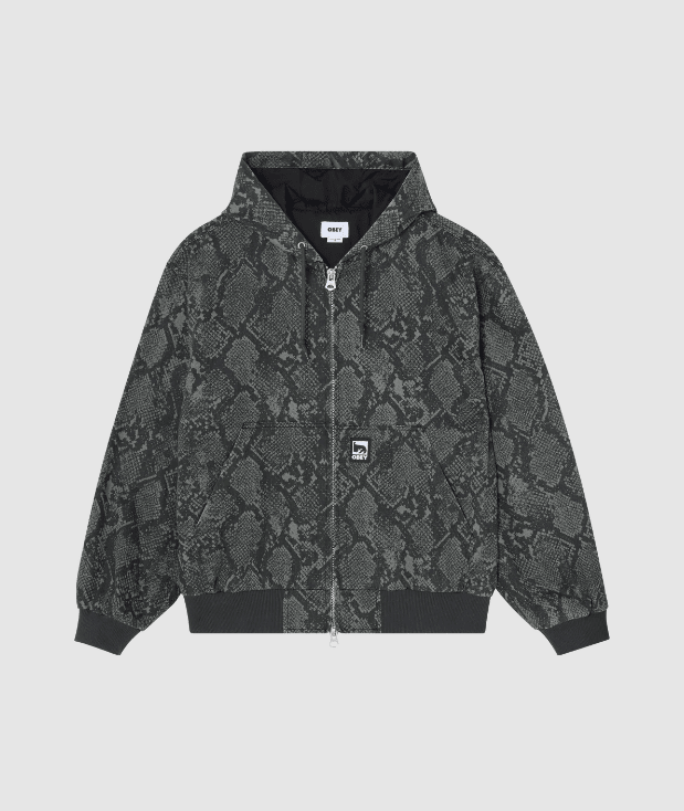 obey Glen Zip Up Jacket - Grey Snake - Spin Limit Boardshop