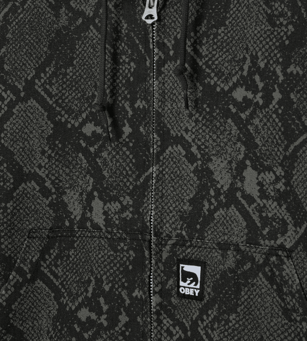 obey Glen Zip Up Jacket - Grey Snake - Spin Limit Boardshop