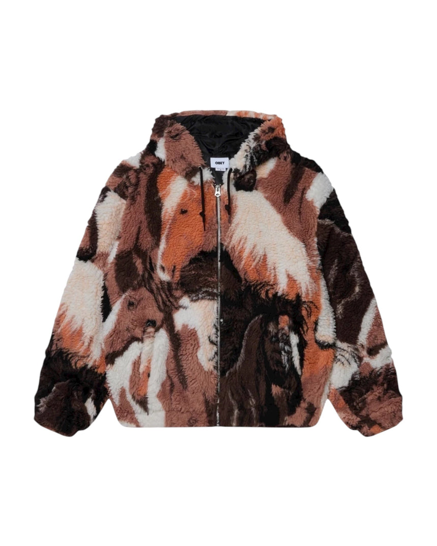 Obey Horses Sherpa Jacket - Brown - Spin Limit Boardshop