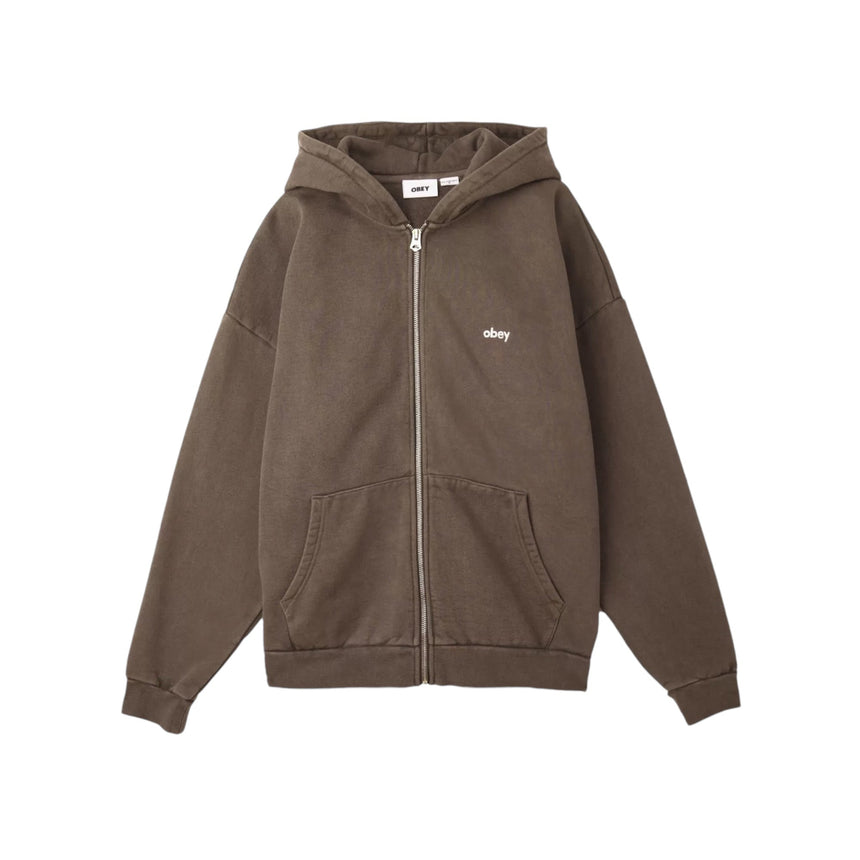 Obey Lowercase Pigment Zip Hoodie - Java Brown - Spin Limit Boardshop