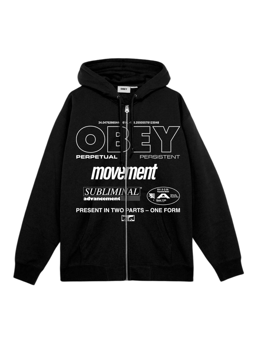 Obey Persistent Movement Zip Hoodie - Black - Spin Limit Boardshop