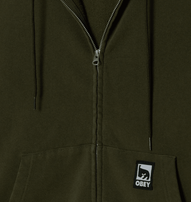 Obey Post Zip Hood - Dusty Black Olive - Spin Limit Boardshop