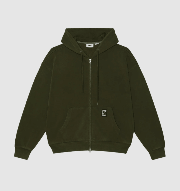 Obey Post Zip Hood - Dusty Black Olive - Spin Limit Boardshop