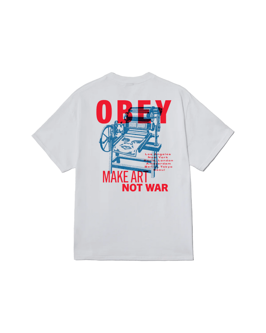 Obey Printing Press Make Art Tee - White - Spin Limit Boardshop