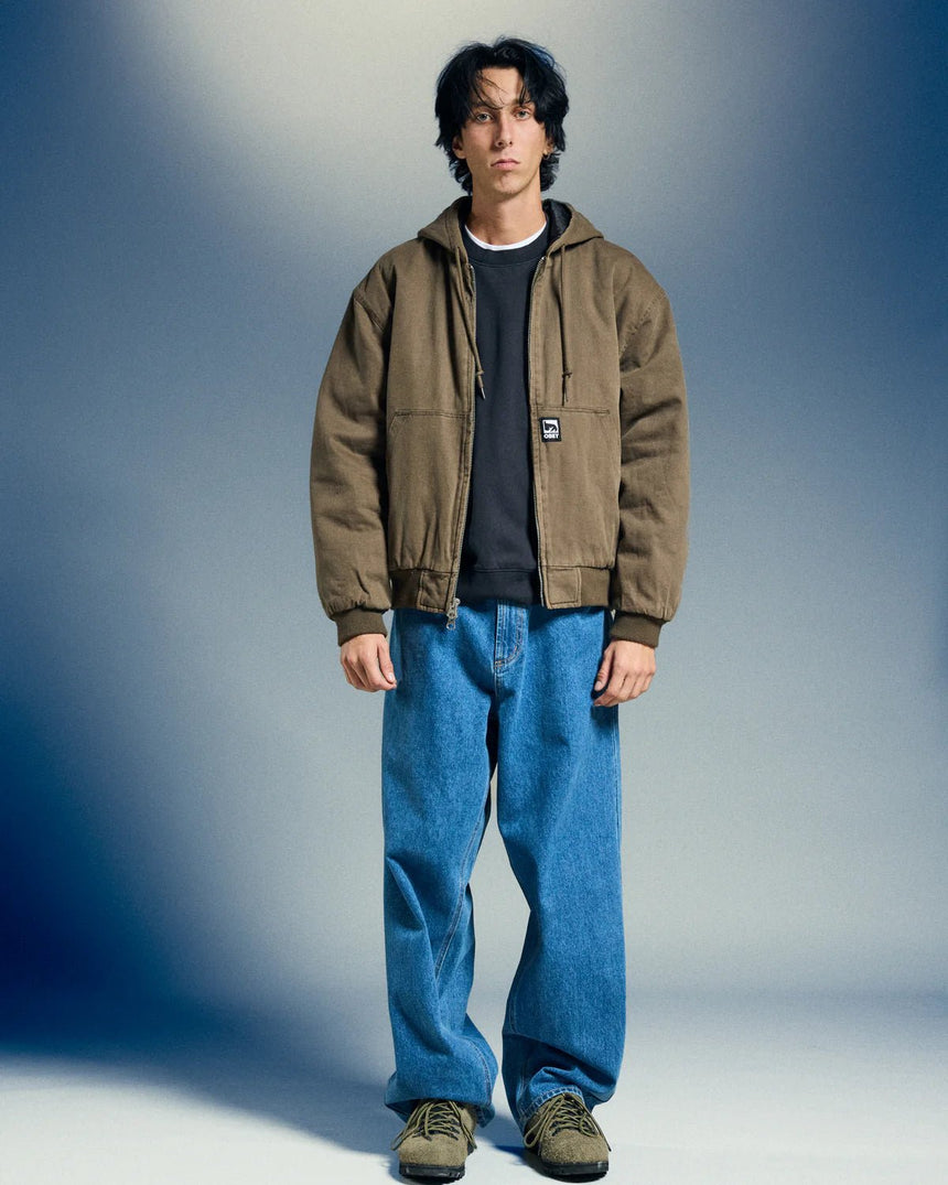 Obey Randy Zip Up Hood - Wren Faded Wash - Spin Limit Boardshop