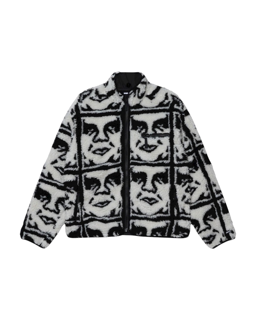 Obey Repeated Icon Sherpa Jacket - Black - Spin Limit Boardshop