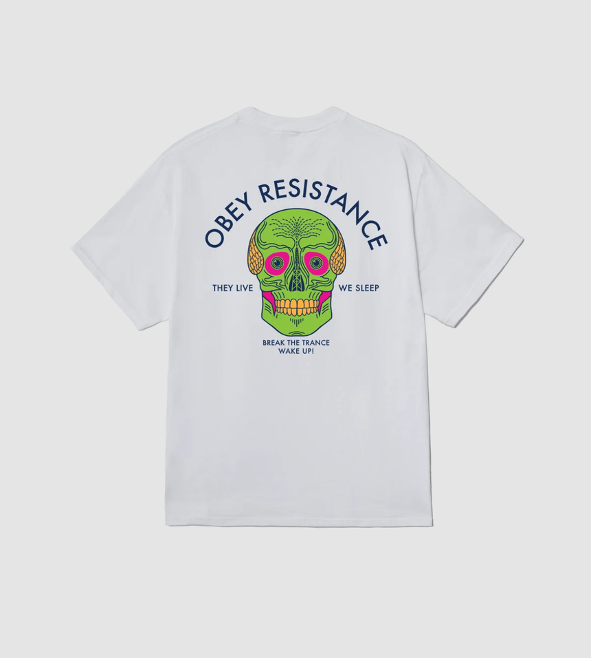 Obey Resistance Skull Tee - White - Spin Limit Boardshop