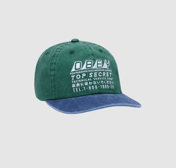 Obey Top Secret 6 Panel Strapback - Pigment Pine Green - Spin Limit Boardshop