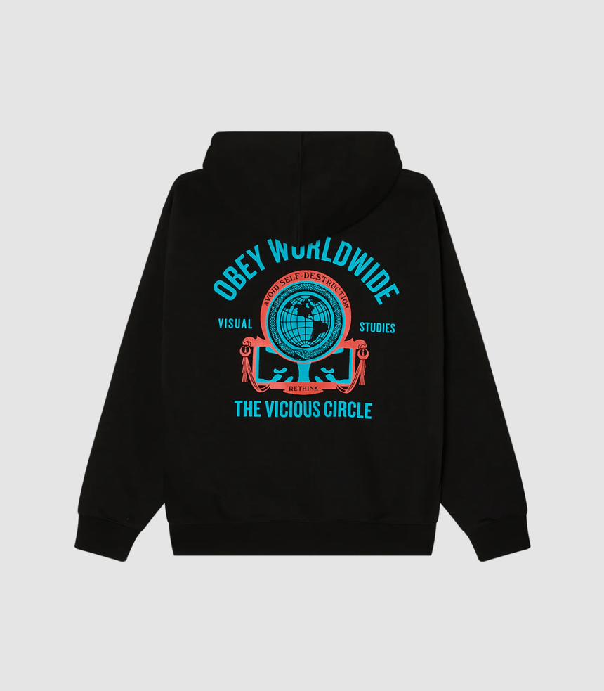obey Vicious Circle Hoodie Fleece - Black - Spin Limit Boardshop