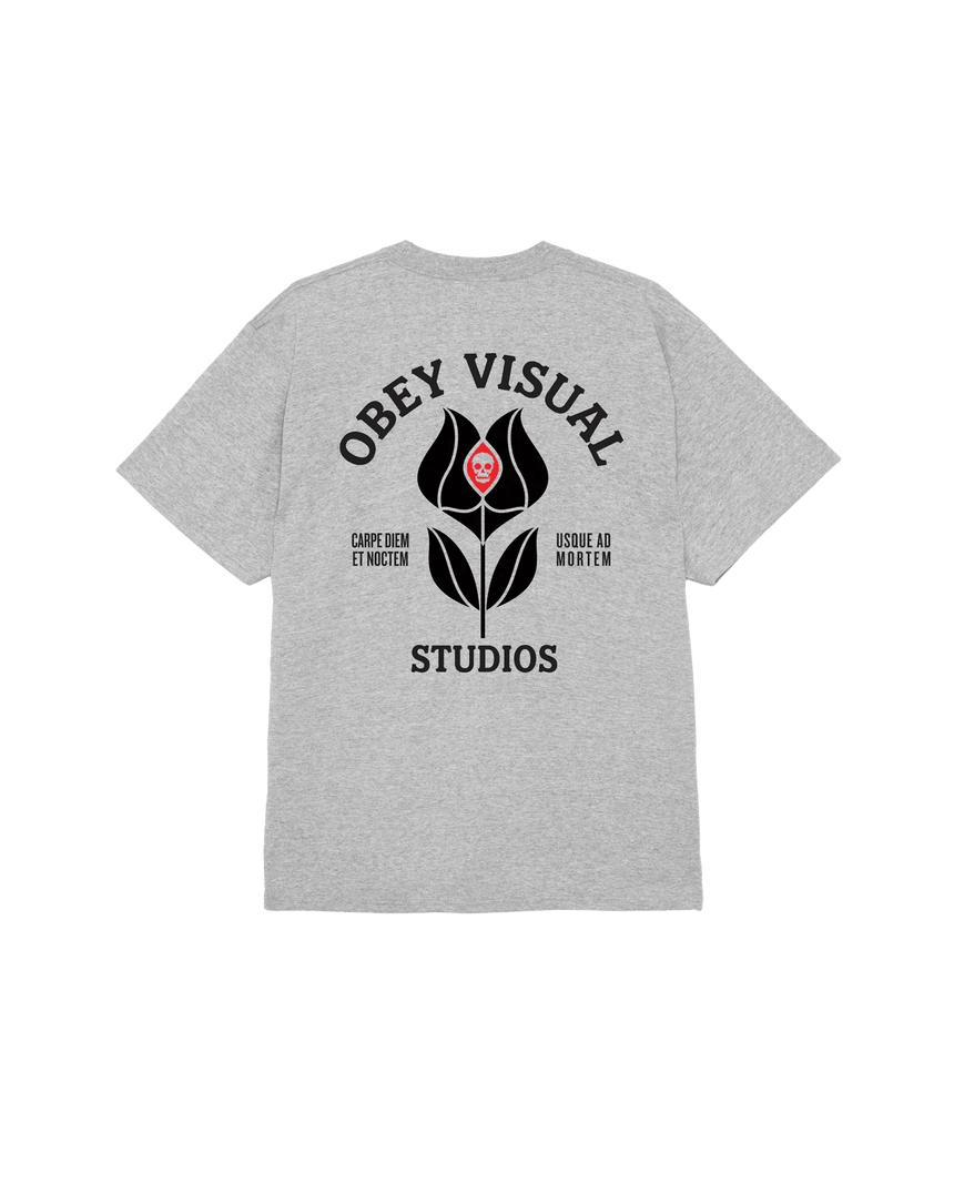 Obey Visual Studios Flower Tee - Heather Grey - Spin Limit Boardshop
