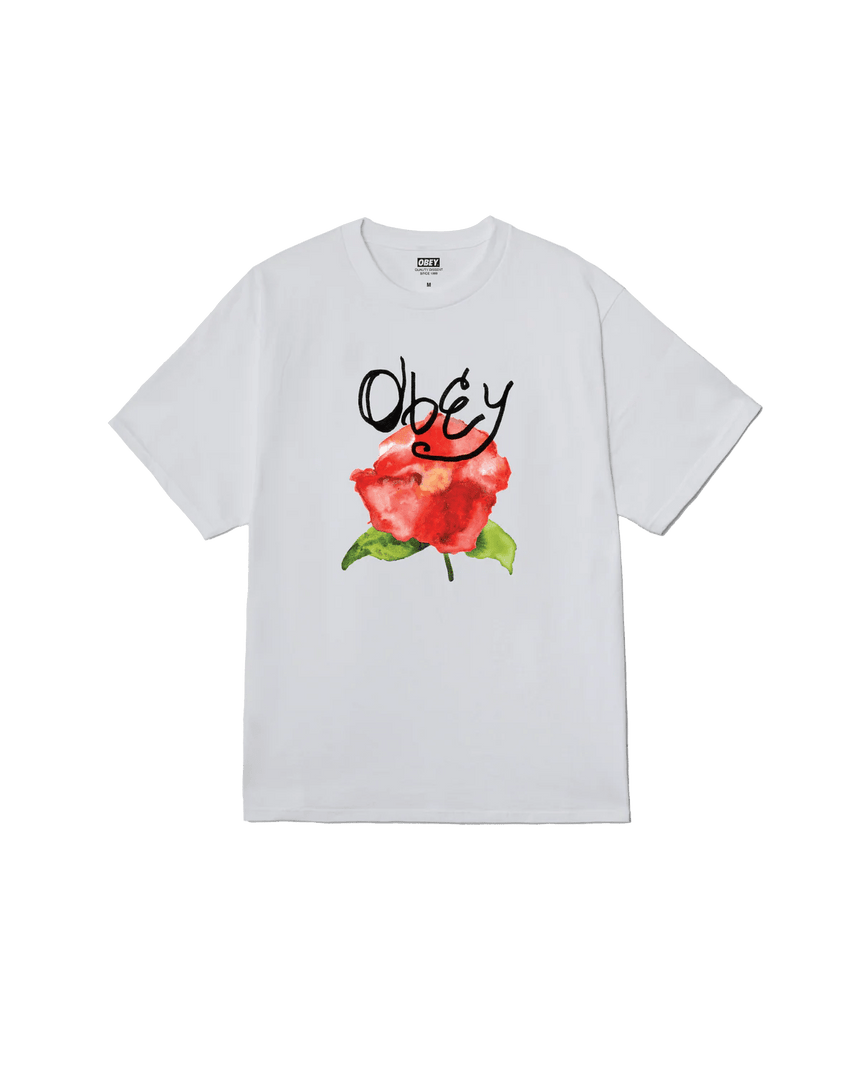 Obey Watercolor Poppy Tee - White - Spin Limit Boardshop